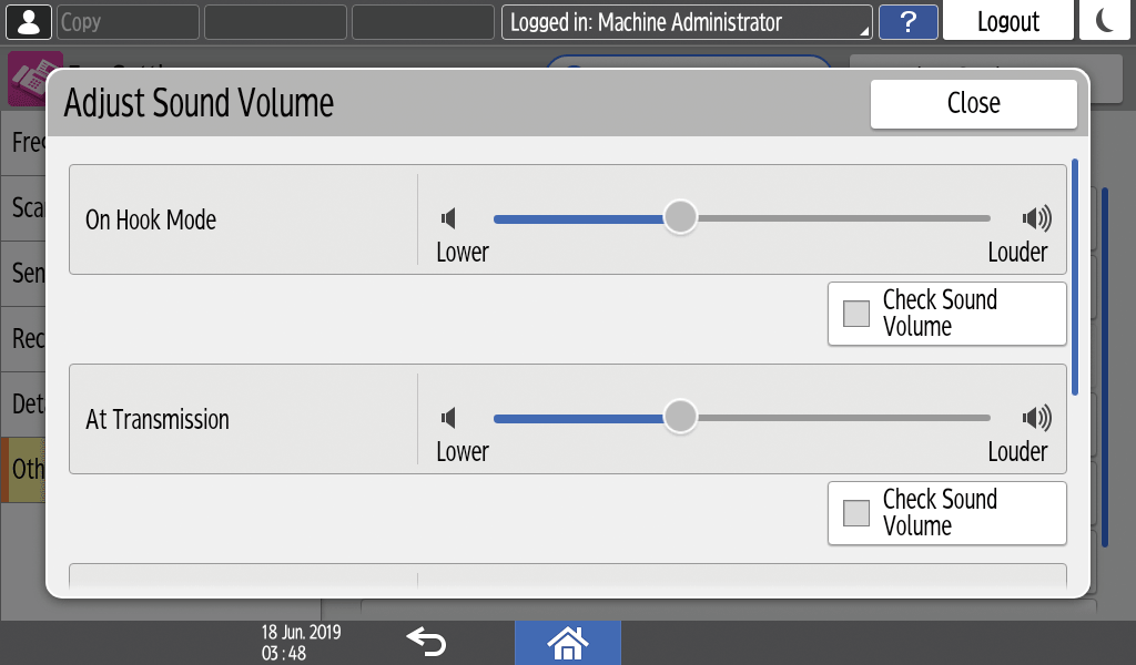 Operation panel screen illustration