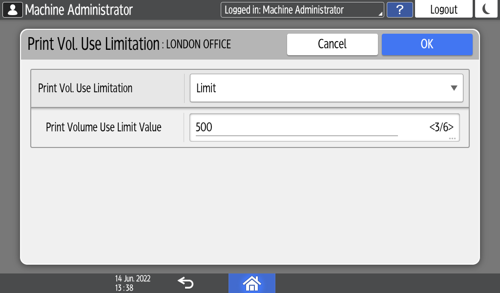 Operation panel screen illustration