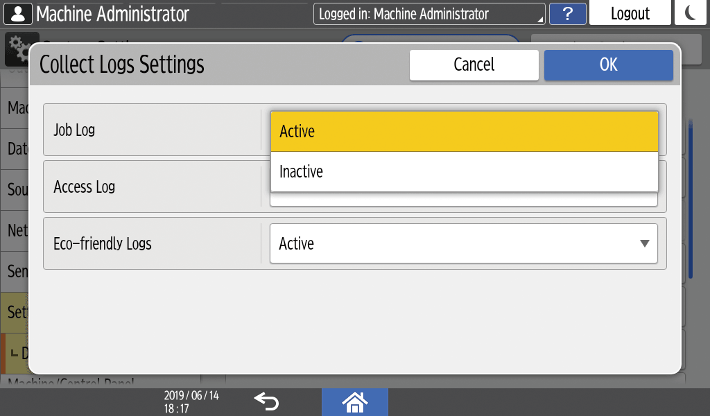 Operation panel screen illustration