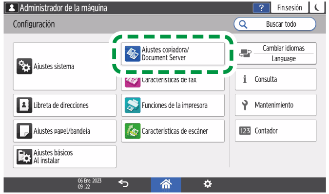 Ilustración de la pantalla del panel de operaciones