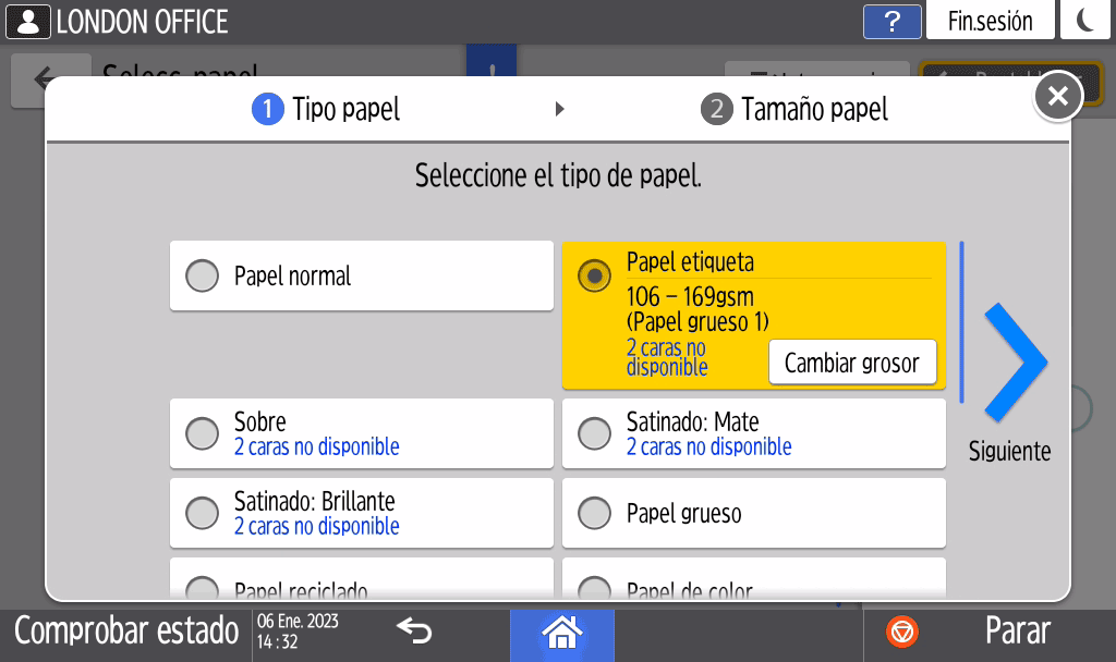 Ilustración de la pantalla del panel de mandos
