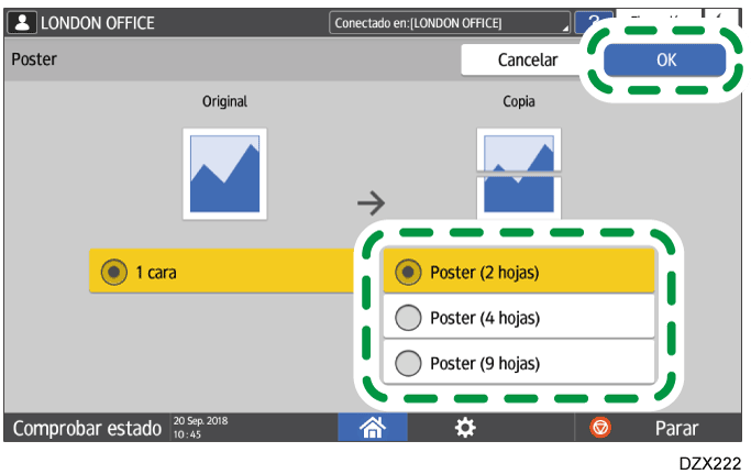 Ilustración de la pantalla del panel de mandos