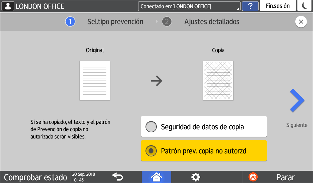 Ilustraci&oacute;n de la pantalla del panel de mandos