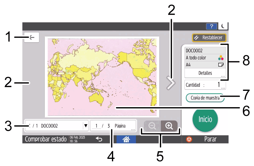 Ilustración de la pantalla del panel de mandos