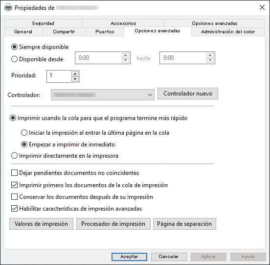 Ilustración de la pantalla del driver