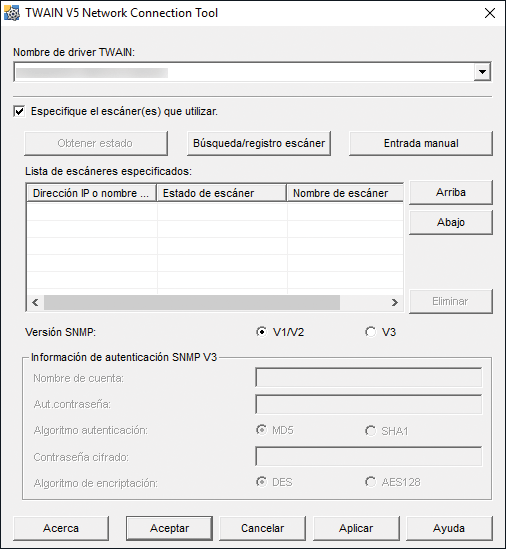Ilustración de la pantalla del driver