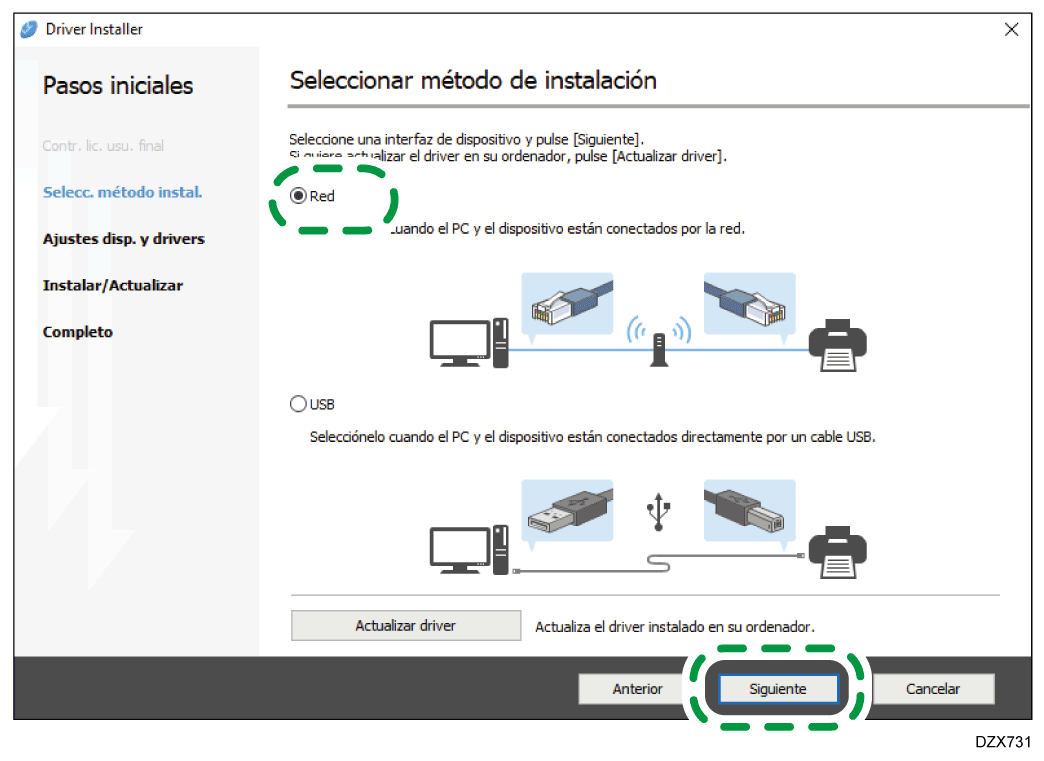 Ilustraci&oacute;n de la pantalla del driver
