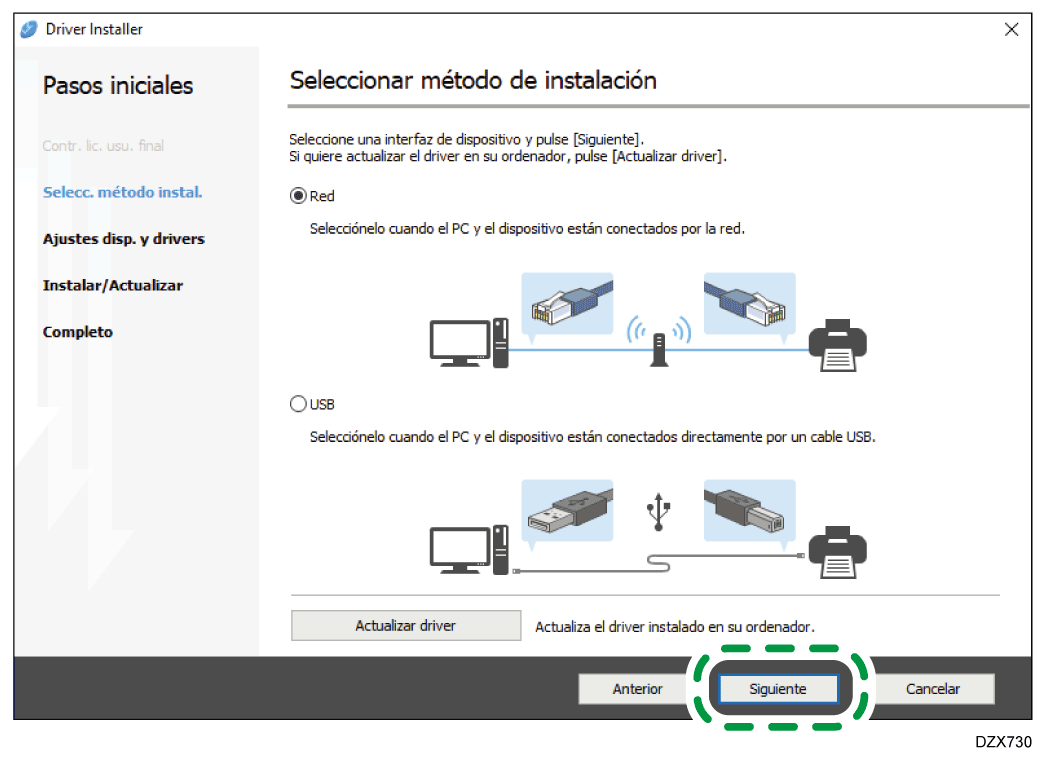 Ilustraci&oacute;n del instalador del driver