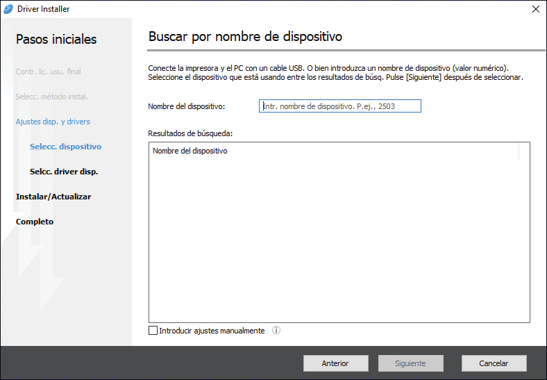 Ilustración de la pantalla del driver