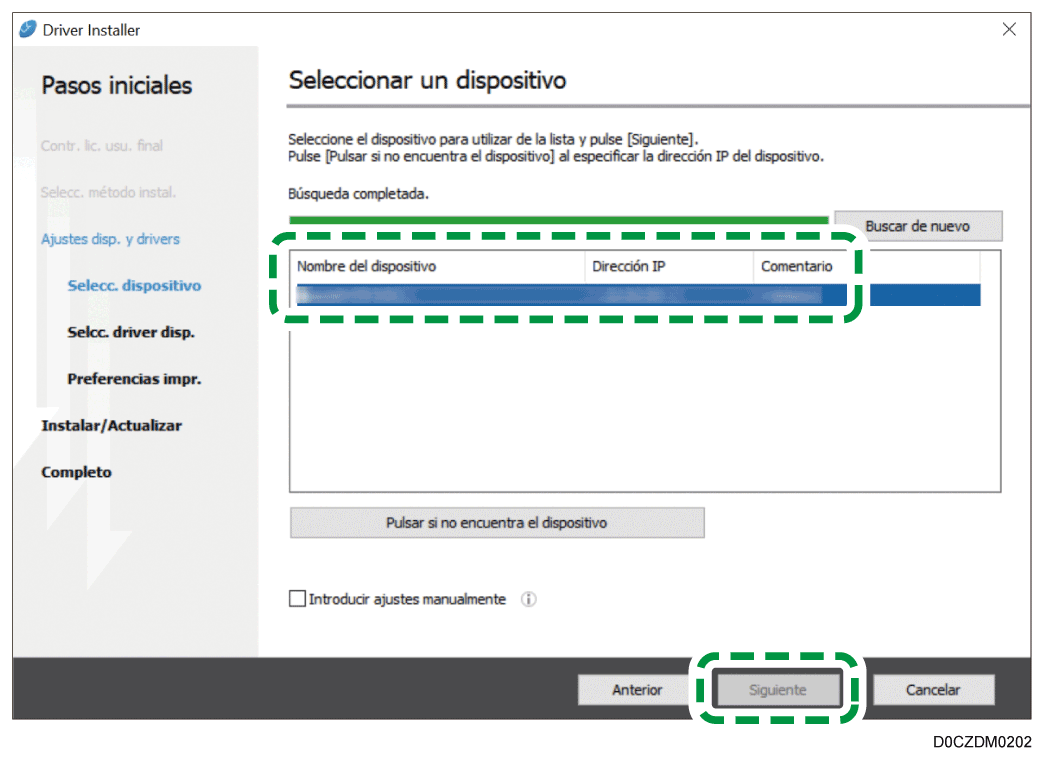 Ilustración del instalador del driver