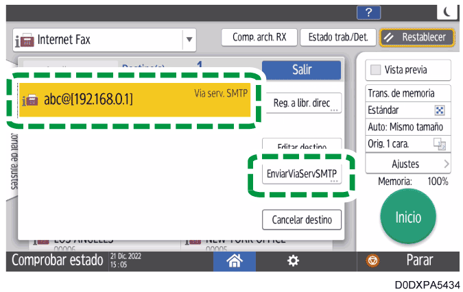 Ilustraci&oacute;n de la pantalla del panel de mandos