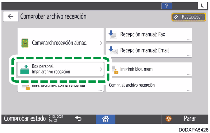 Ilustración de la pantalla del panel de mandos