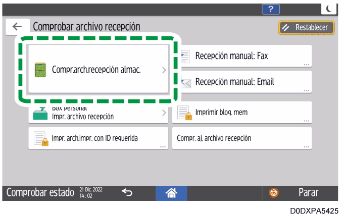 Ilustraci&oacute;n de la pantalla del panel de operaciones