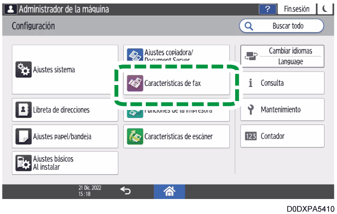 Ilustraci&oacute;n de la pantalla del panel de mandos