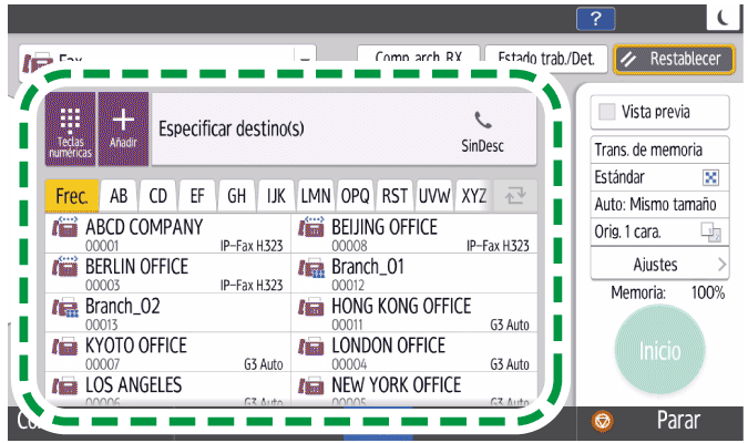 Ilustraci&oacute;n de la pantalla del panel de mandos