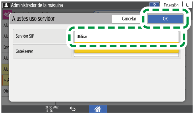 Ilustraci&oacute;n de la pantalla del panel de mandos