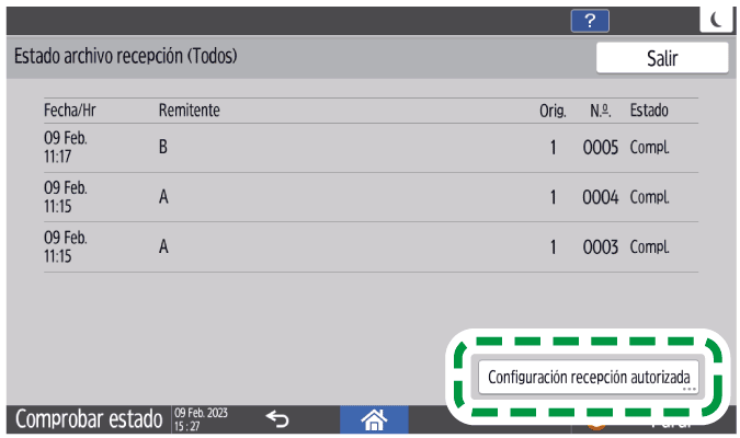 Ilustración de la pantalla del panel de mandos