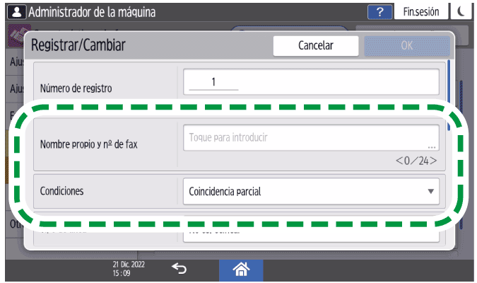 Ilustraci&oacute;n de la pantalla del panel de mandos