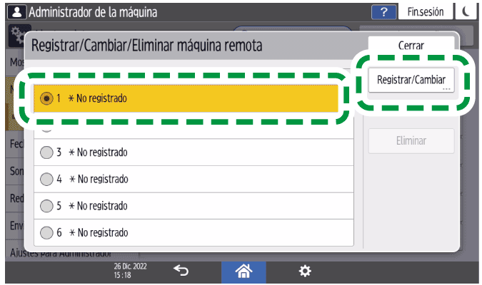 Ilustraci&oacute;n de la pantalla del panel de mandos