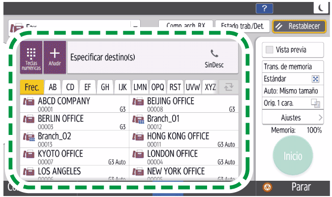 Ilustraci&oacute;n de la pantalla del panel de mandos