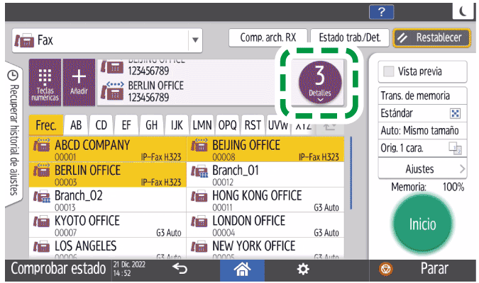 Ilustraci&oacute;n de la pantalla del panel de mandos