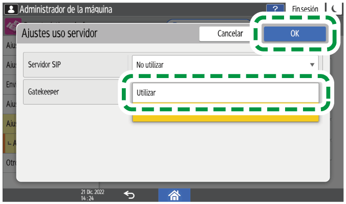 Ilustraci&oacute;n de la pantalla del panel de mandos
