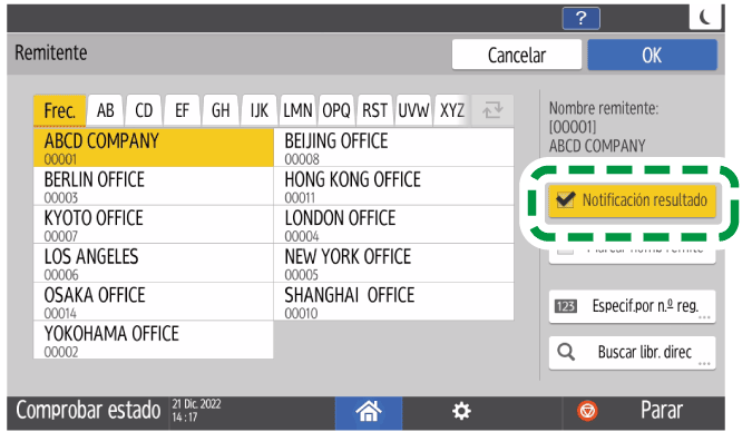 Ilustraci&oacute;n de la pantalla del panel de mandos