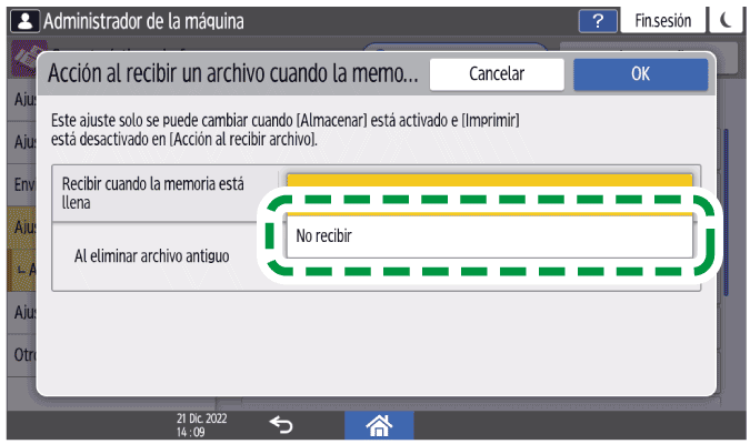 Ilustraci&oacute;n de la pantalla del panel de mandos