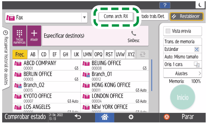 Ilustración de la pantalla del panel de mandos