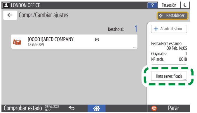 Ilustración de la pantalla del panel de mandos