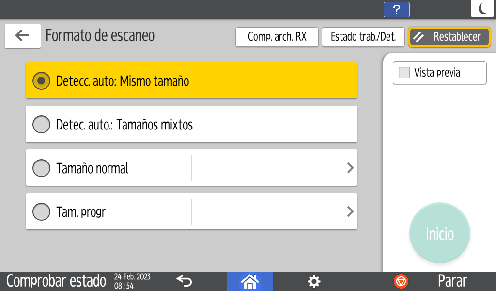 Ilustración de la pantalla del panel de mandos