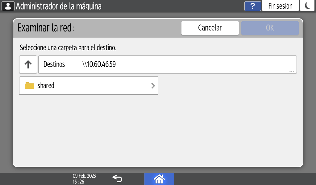 Ilustraci&oacute;n de la pantalla del panel de mandos