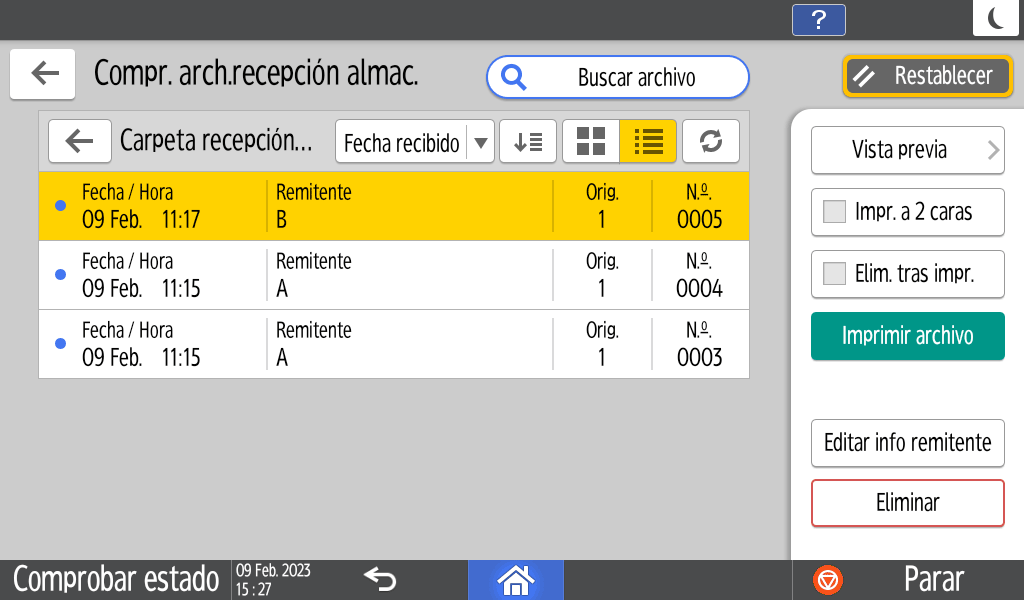 Ilustraci&oacute;n de la pantalla del panel de mandos