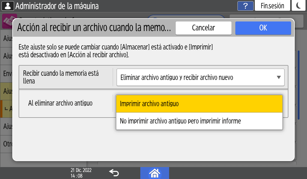 Ilustraci&oacute;n de la pantalla del panel de mandos
