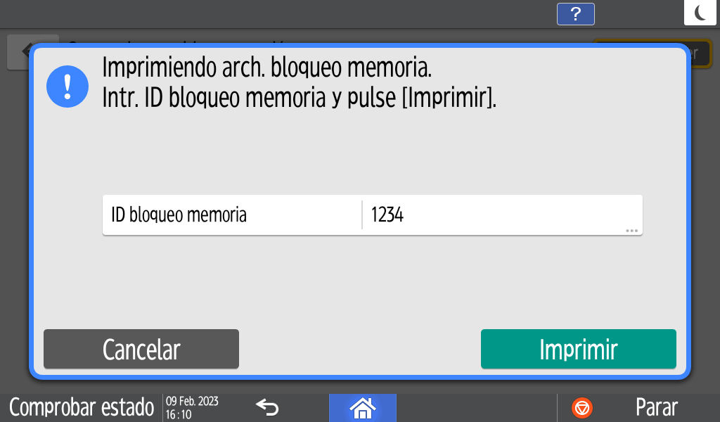 Ilustración de la pantalla del panel de mandos