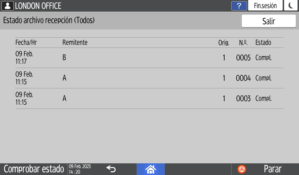 Ilustración de la pantalla del panel de mandos