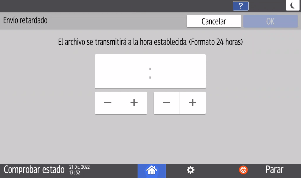 Ilustración de la pantalla del panel de mandos
