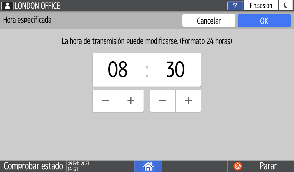 Ilustración de la pantalla del panel de mandos