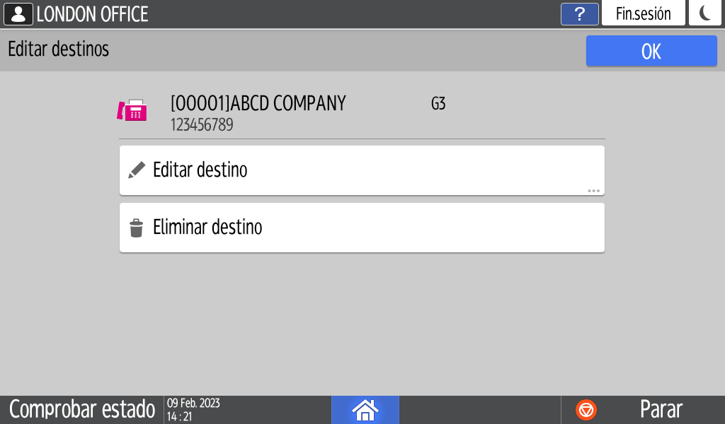 Ilustración de la pantalla del panel de mandos