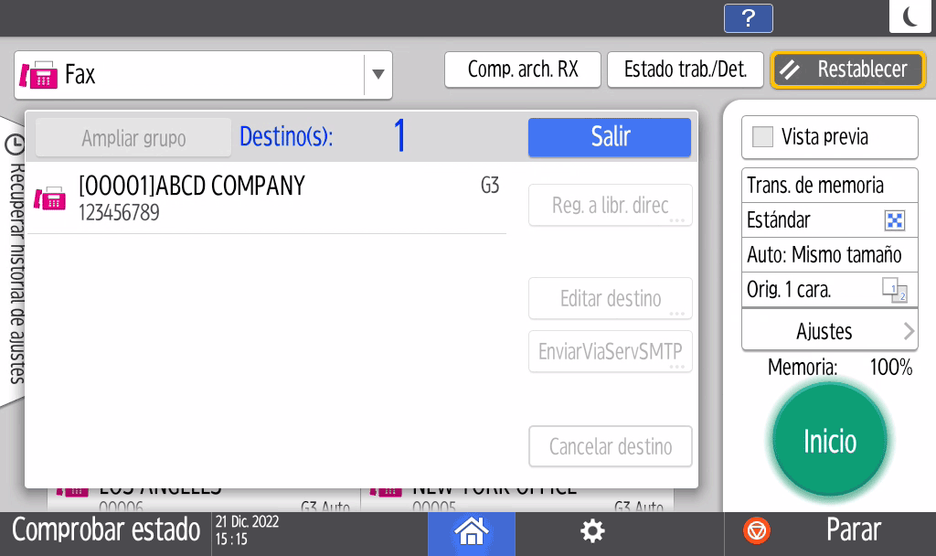 Ilustraci&oacute;n de la pantalla del panel de mandos