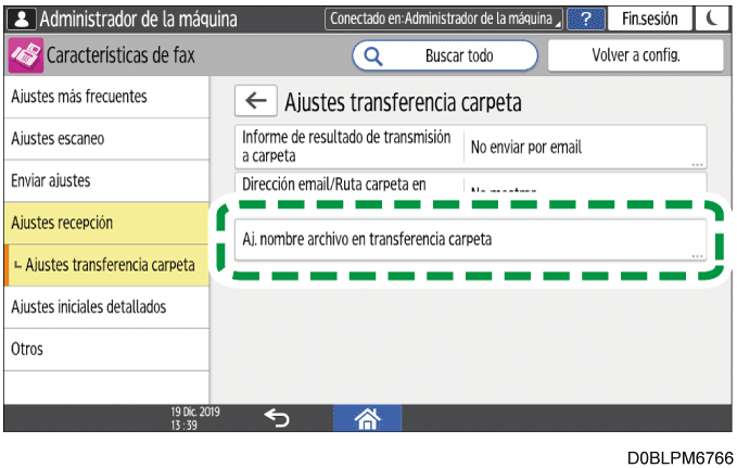 Ilustraci&oacute;n de la pantalla del panel de mandos