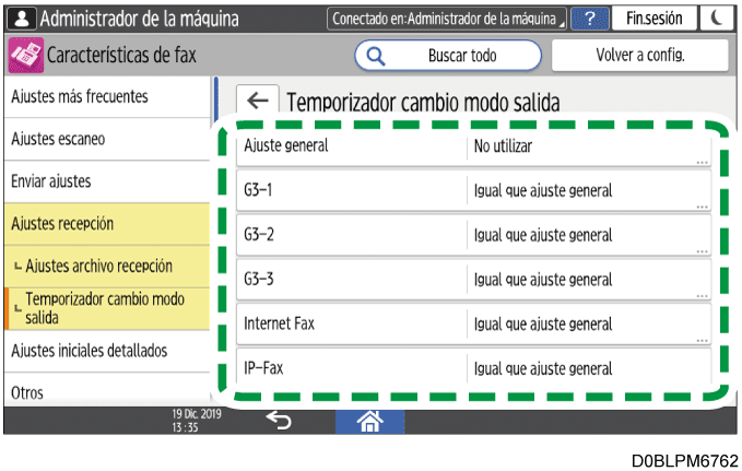 Ilustración de la pantalla del panel de mandos
