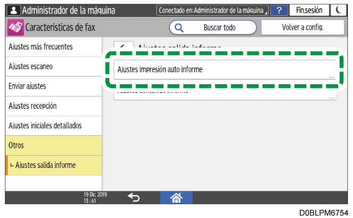 Ilustración de la pantalla del panel de mandos