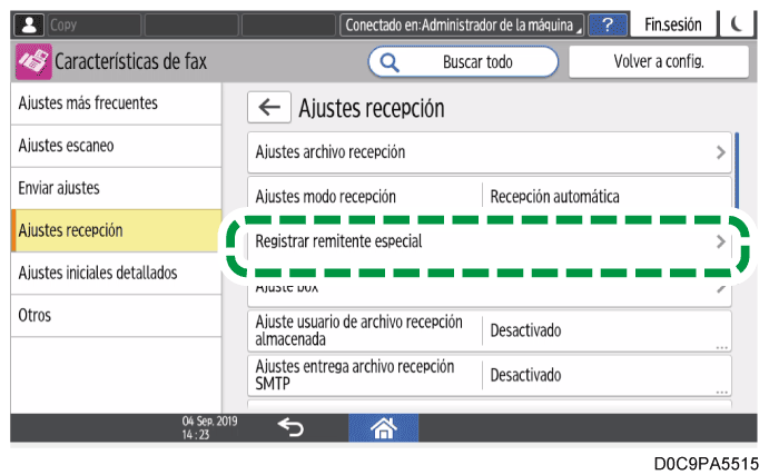 Ilustración de la pantalla del panel de mandos