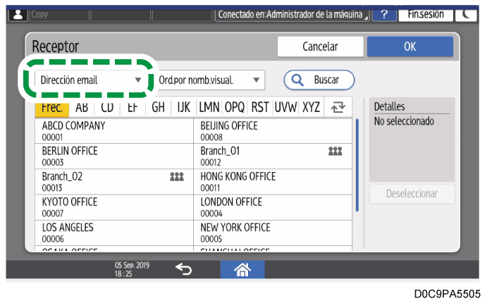 Ilustraci&oacute;n de la pantalla del panel de mandos