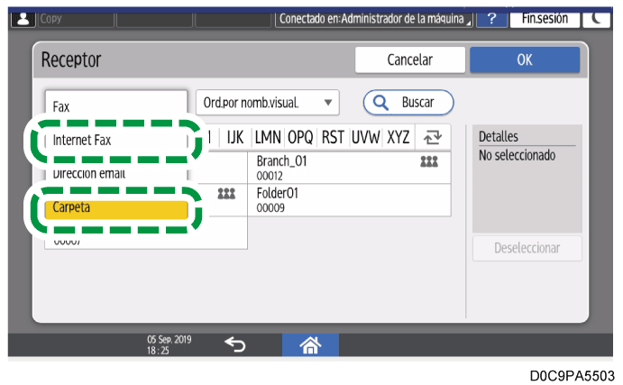 Ilustración de la pantalla del panel de mandos