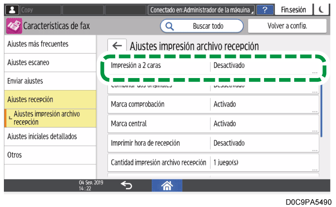 Ilustraci&oacute;n de la pantalla del panel de operaciones