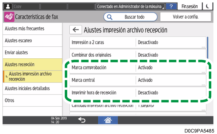Ilustración de la pantalla del panel de mandos
