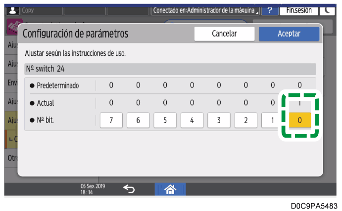 Ilustraci&oacute;n de la pantalla del panel de mandos