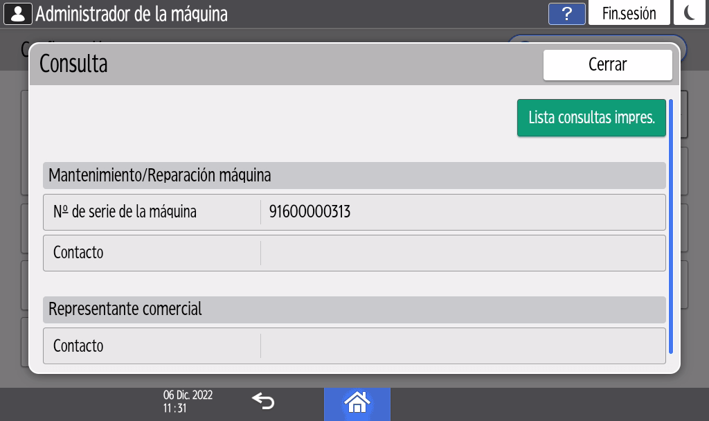 Ilustraci&oacute;n de la pantalla del panel de mandos